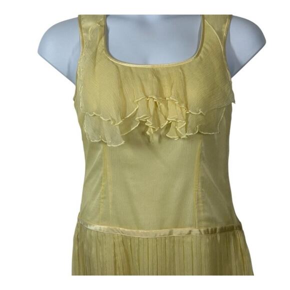 WD.NY Yellow Silk 20s Inspired Sleeveless Flapper Midi Dress Size 8 - Picture 3 of 12